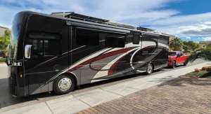 Since 2023, Allen has driven over 44,000 miles and traveled to more than 20 states in the family’s 2019 Thor Aria motorhome, named Destiny, while towing Scarlet, their 2022 Chevy Silverado. 
