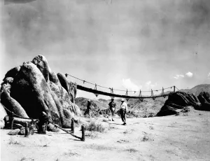 The bridge in Gunga Din stretched across two rock formations and was just 6 to 10 feet above the ground.