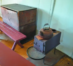 Iron stoves like this one heated rooms throughout the village.  